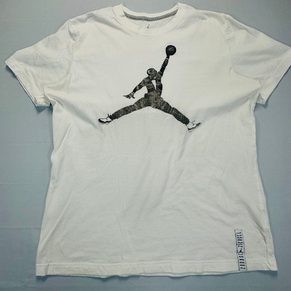 Jordan Jumpman Graphic T-Shirt White Organic Cotton Short Sleeve XL 0260